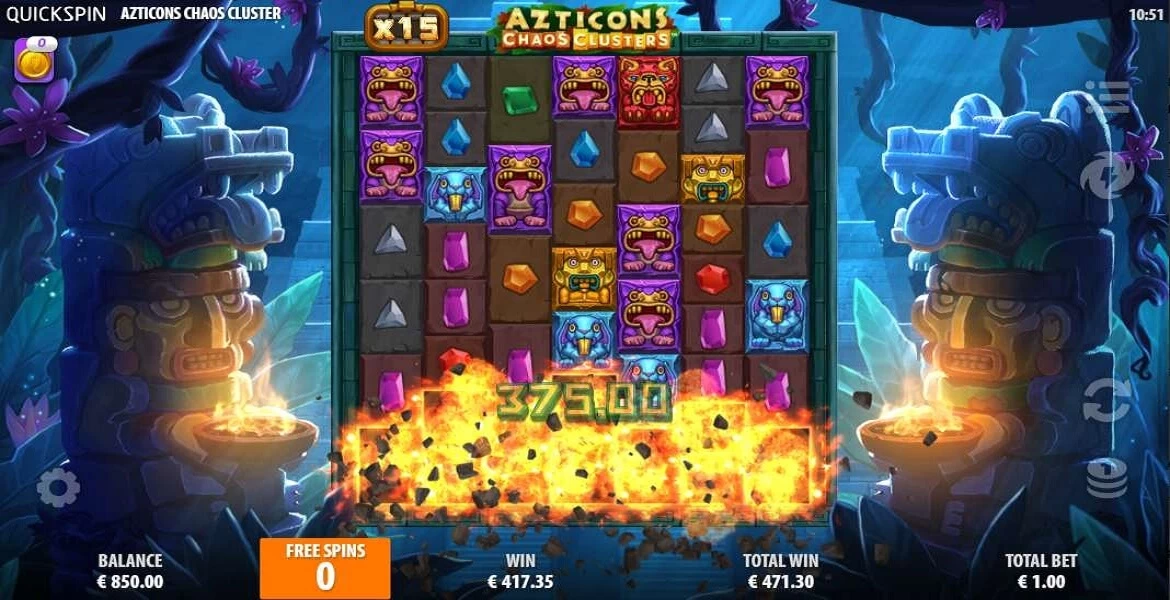 Play in Azticons Chaos Clusters by Quickspin for free now | SmartPokies